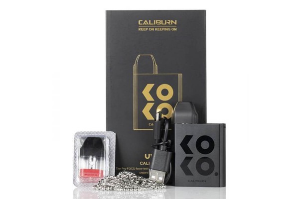 Uwell Caliburn KOKO Pod Mod Siyah Set, Yedek Kartuş ve Zincir
