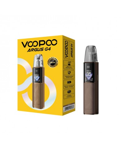 Voopoo Argus G4 Pod 35W kahverengi, ekranlı elektronik sigara kutusu.